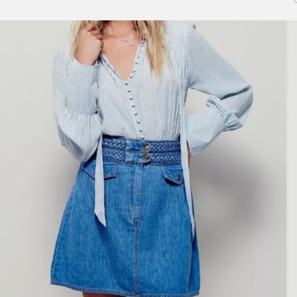 Free People Indigo A-Line Skirt